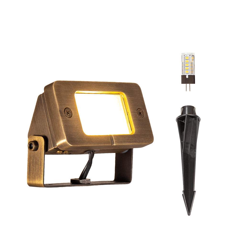 Lumen Logic™ 12V Cast Brass Flood Light (Bronze) with 3W 2700K G4 LED Bulb - Lumen Logic