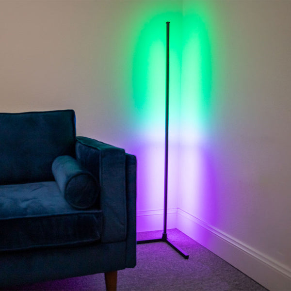 Color Changing RGBW LED Corner Floor Lamp (53 Tall) - Lumen Logic™