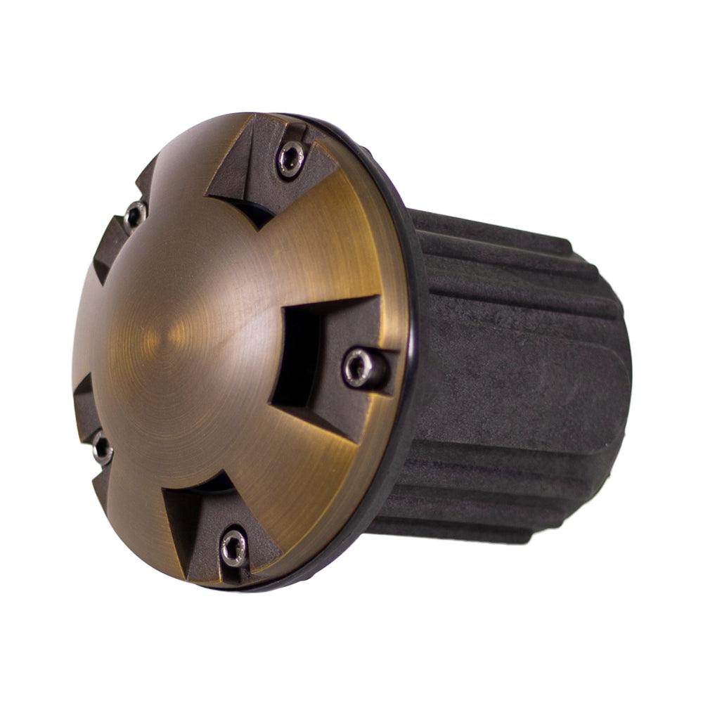 Lumen Logic™ LogiWell 12V Brass Turret In-Ground Light (Bronze) with 5W 2700K MR16 LED Bulb - Lumen Logic