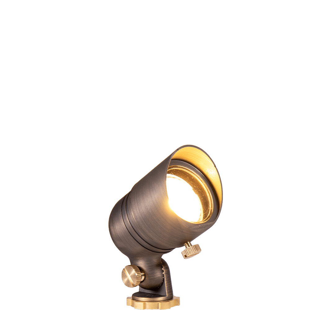 12V Brass Mini Spotlight & 2W 2700K MR11 LED Bulb - Lumen Logic™