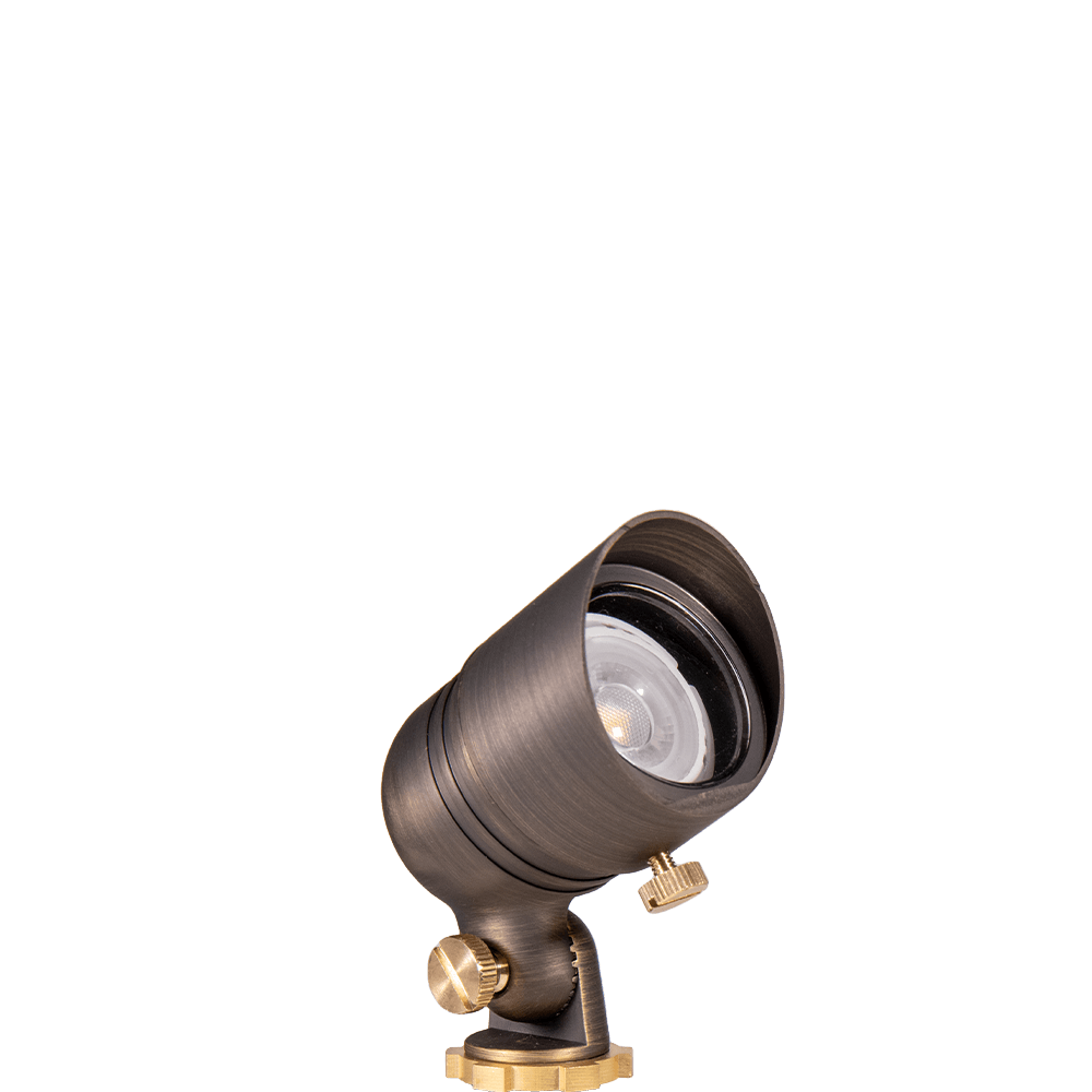 12V Brass Mini Spotlight & 2W 2700K MR11 LED Bulb - Lumen Logic™